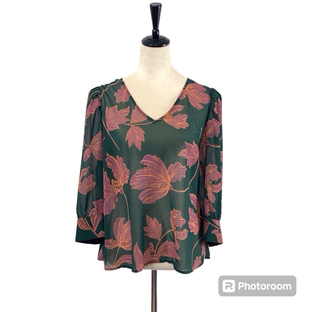 ModCloth | Sheer Leaf Print Blouse